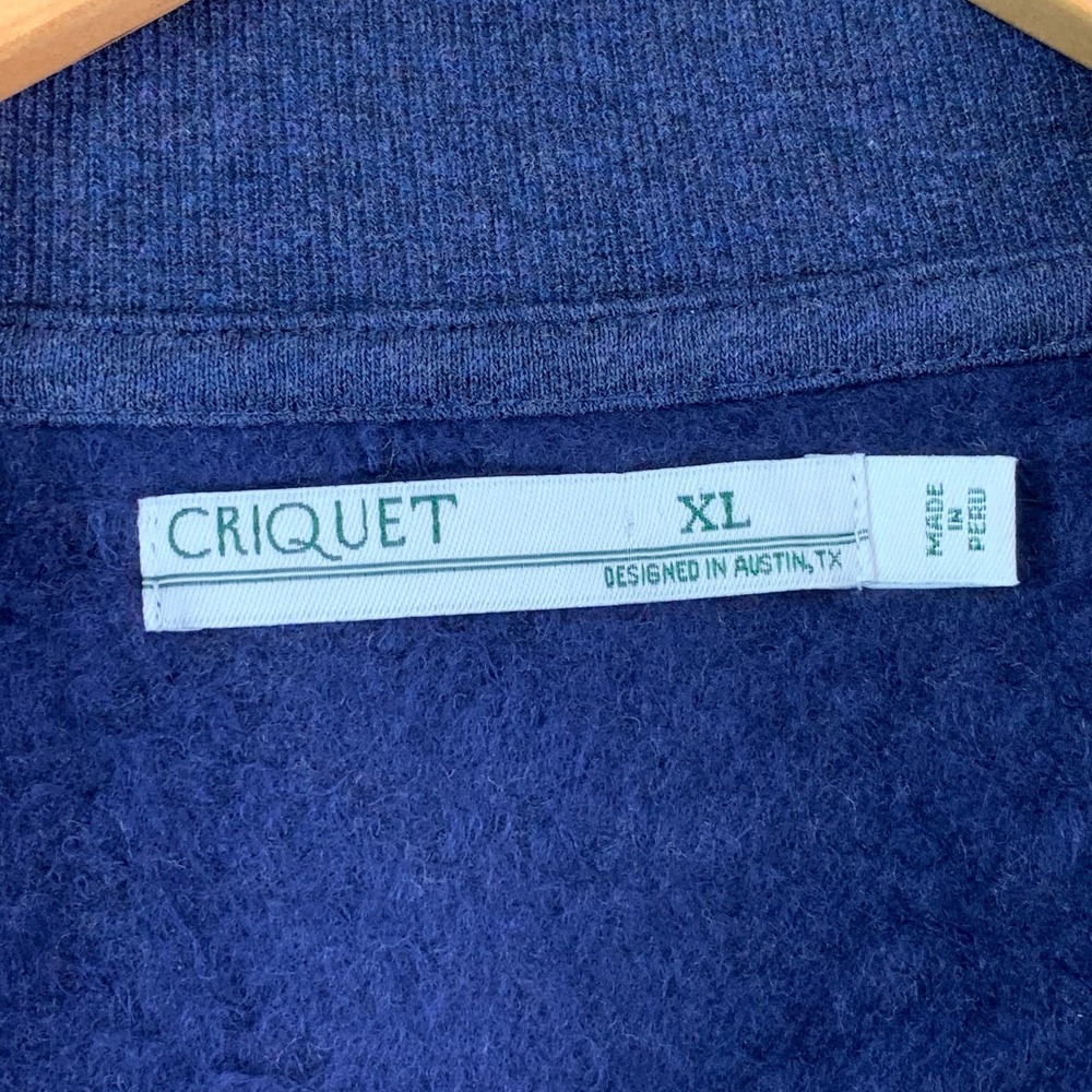 Criquet Fleece 1/4 Zip Men Extra Large Navy Blue Golf Preppy Modern A2 NEW - Picture 3 of 10